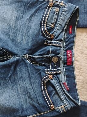 YMI Women's Blue Boot Cut Jeans with Contrast Stitching